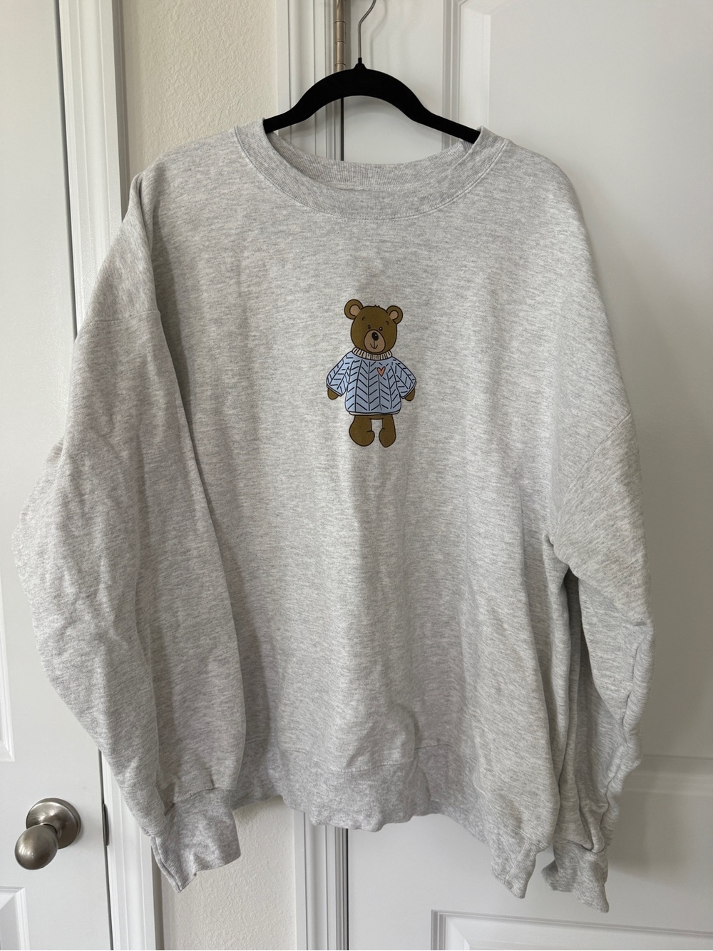 With Love, Olive Lynn Gray Sweatshirt with Cute Teddy Bear Graphic